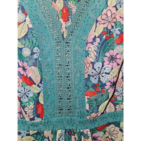 Matilda Jane Top Floral Lace Blouse Women's Size M Blue Green Pink Multi - Picture 4 of 12